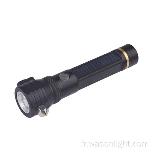 Multi-outils Micro USB Rescue Hammer Coute Couteau Survival Torch Defense LED Lampe de poche